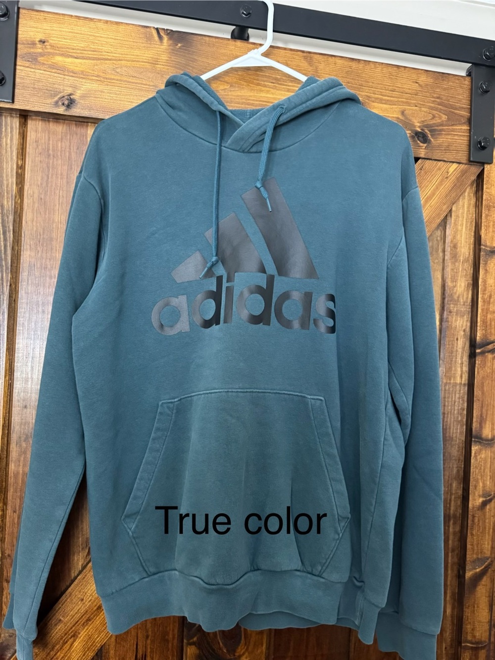 Adidas Men’s Medium Faded Teal Blue Logo Pullover Hoodie
